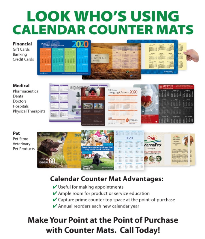 Calendar Counter Mat Flyer